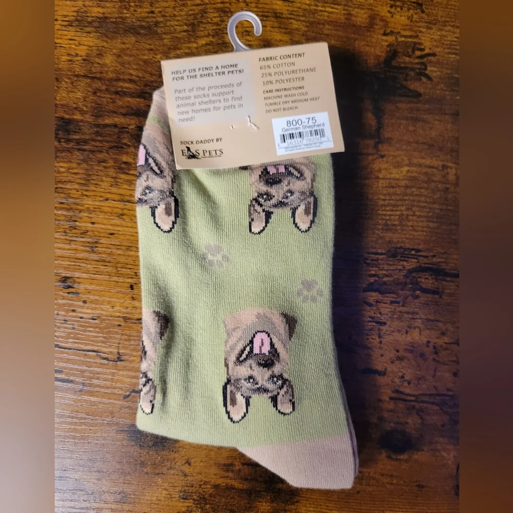 Sock Daddy unisex socks German shepherd dog-green/tan